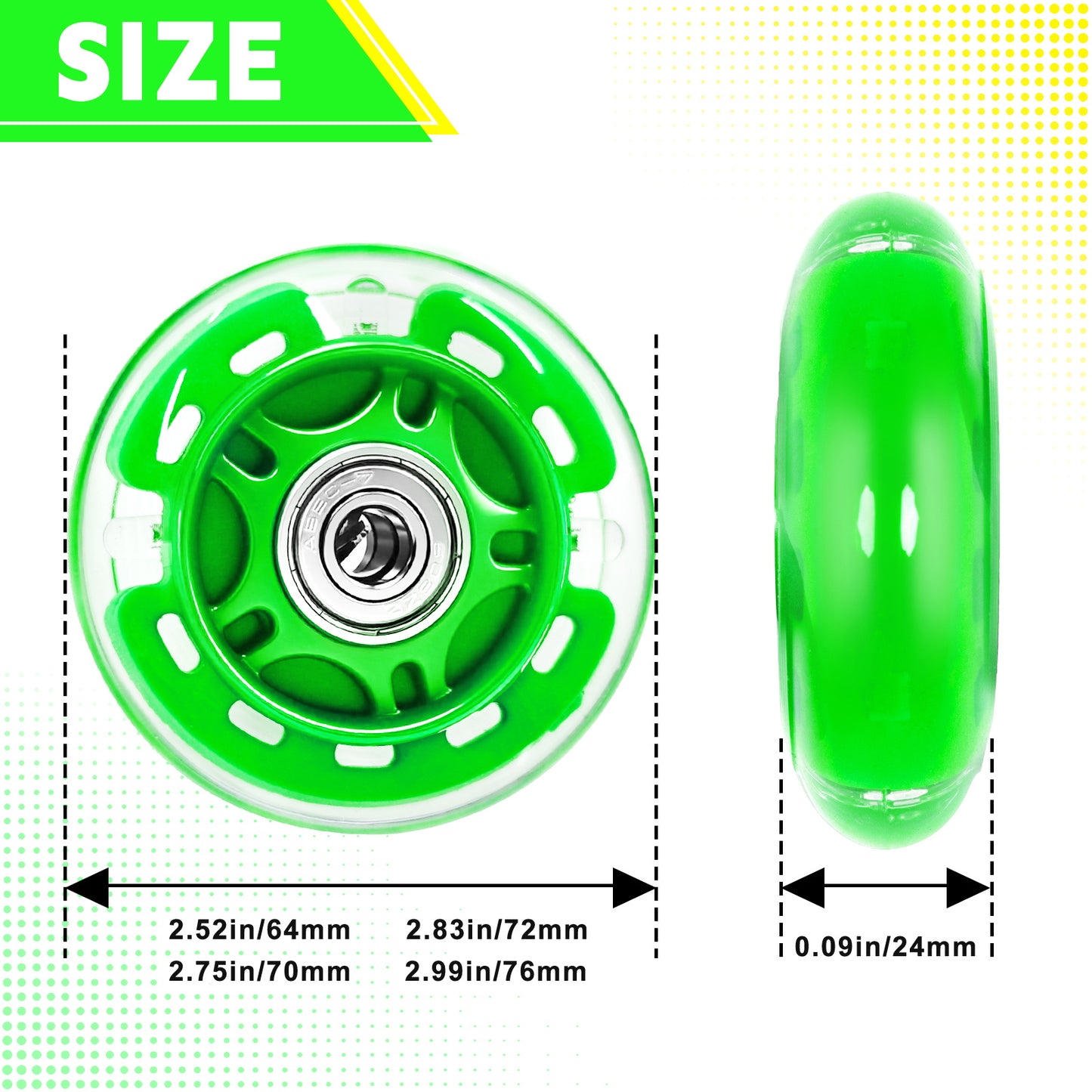Nattork Light up Inline Skate Wheels - Green