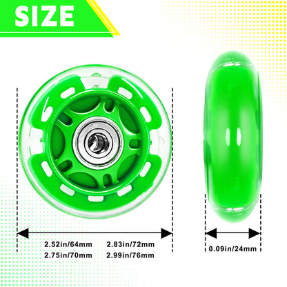 Nattork Light up Inline Skate Wheels - Green