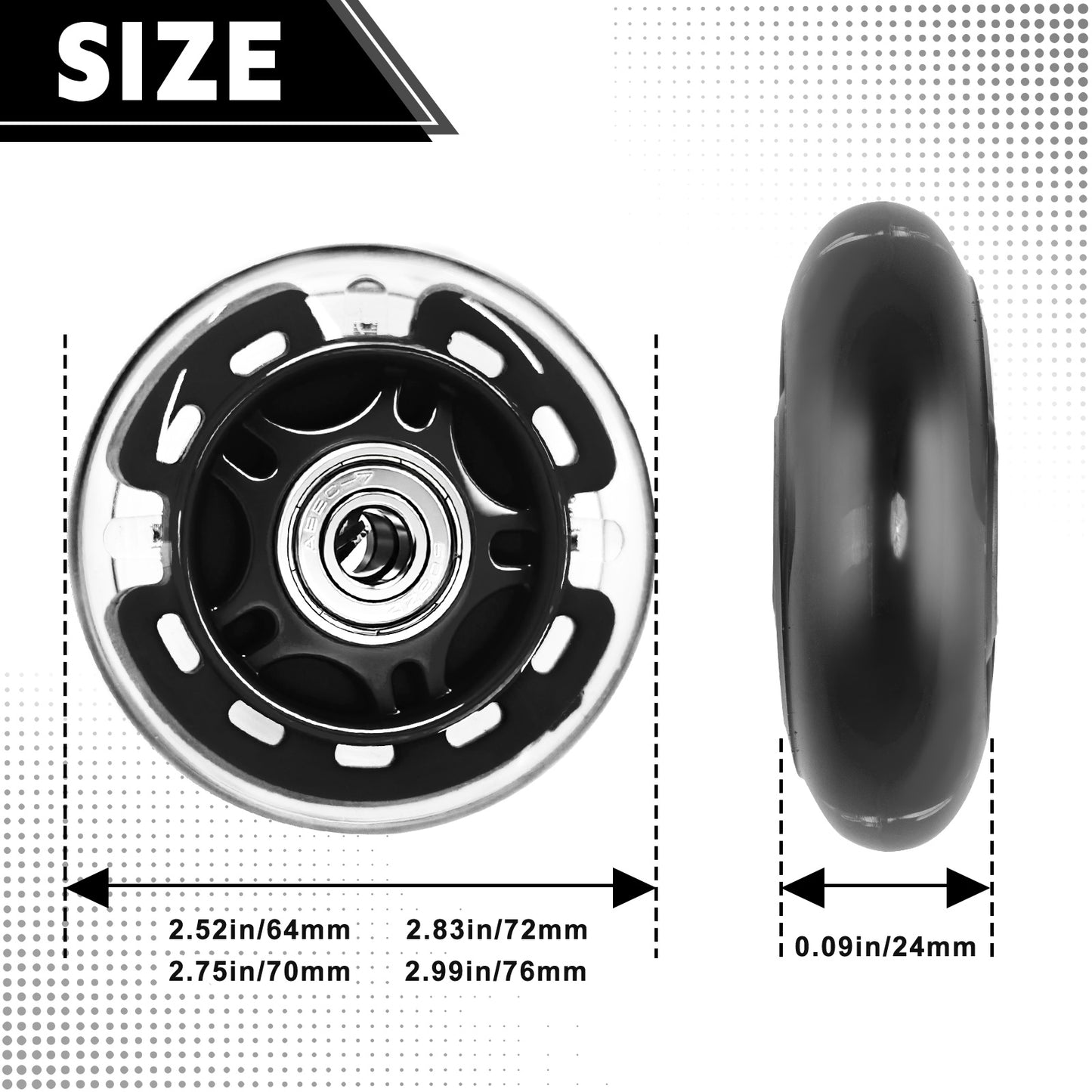 Nattork Light up Inline Skate Wheels - Black