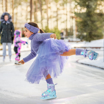 Nattork Adjustable Ice Skates for Kids - Snowy Ice Pink & Blue