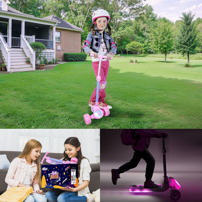 Nattork Foldable Light-Up 3-Wheel Scooter for Kids Ages 3+ - Fairy Wing Lavender