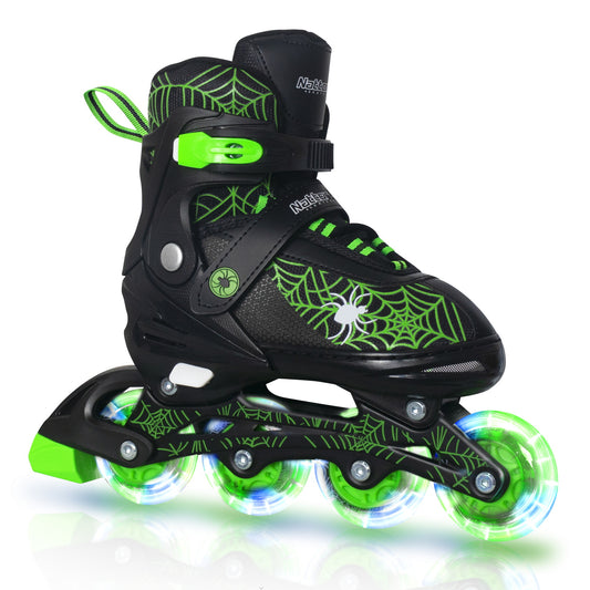 Nattork SPIDER Adjustable Inline Skates for Kids - Black & Green