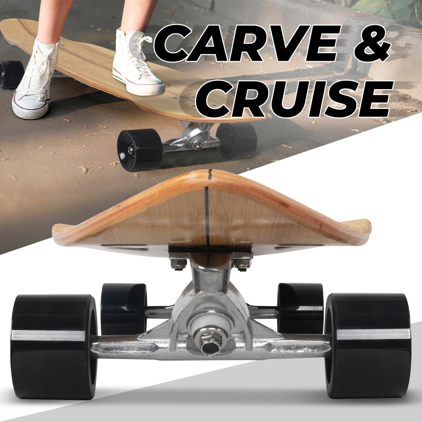 Nattork Long Distance Longboard Skateboard for Adults & Kids - Ink Bloc