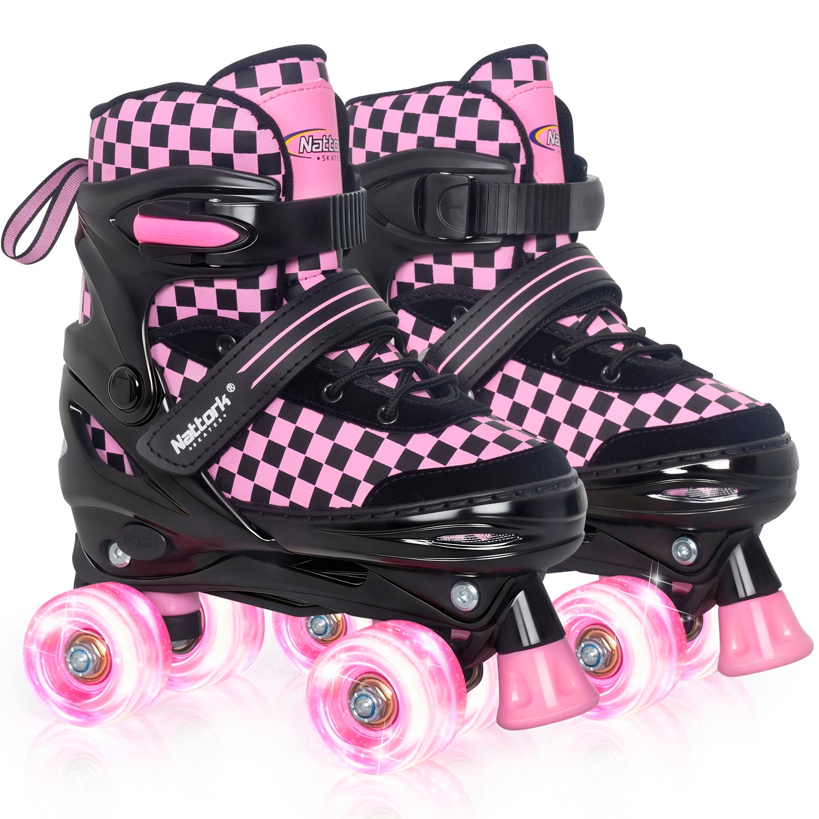 Checkerboard Adjustable Kids Roller Skates for Beginners