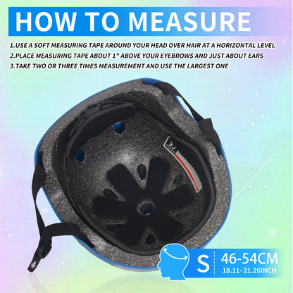 Nattork CYBER PANDA Skate Helmet Protective Gear for Kids - Blue