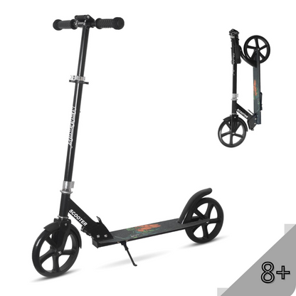 Patinete plegable Nattork para niños de 8 años en adelante, color negro fantasmal