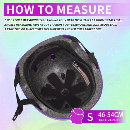 Nattork CYBER PANDA Skate Helmet Protective Gear for Kids - Purple