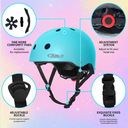 Nattork Skate Helmet Protective Gear for Kids - Teal