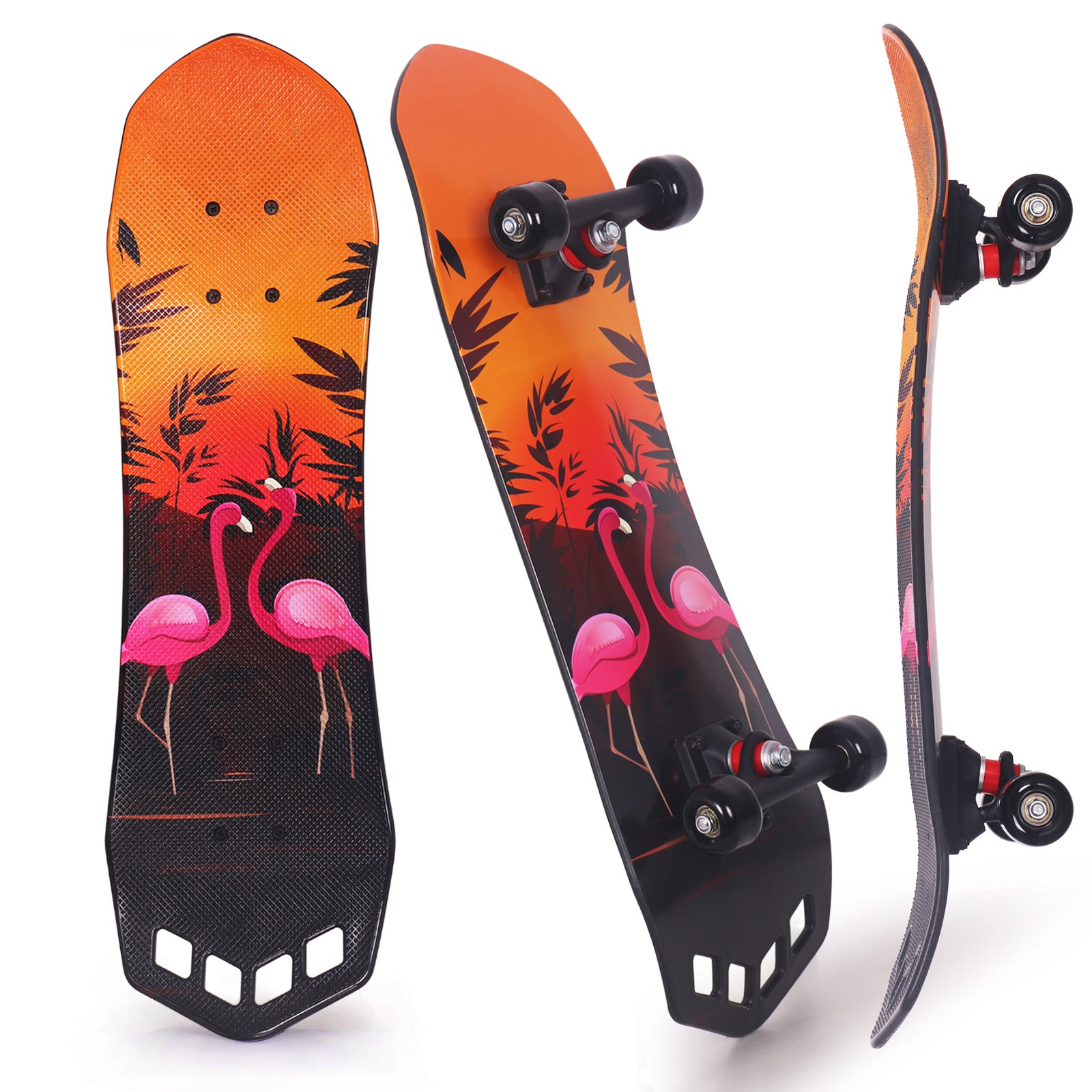 Nattork Street Rider 27 Double Kick Skateboard - Pink Flamingo