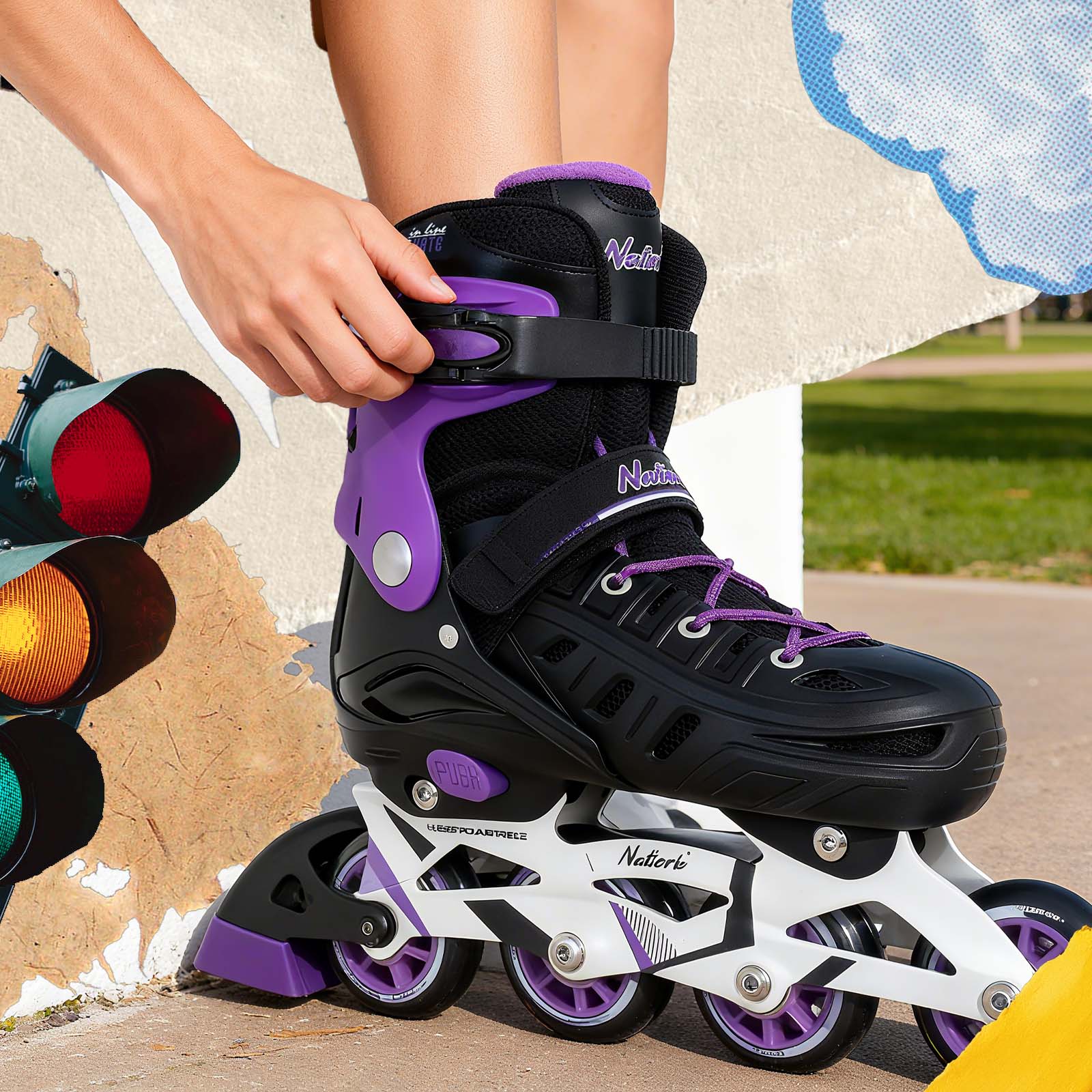 Nattork Speed Shell Inline Skates For Kids & Adults - Black