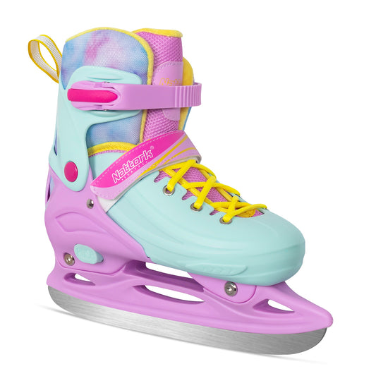 Nattork Adjustable Ice Skates for Kids -  Pink & Teal