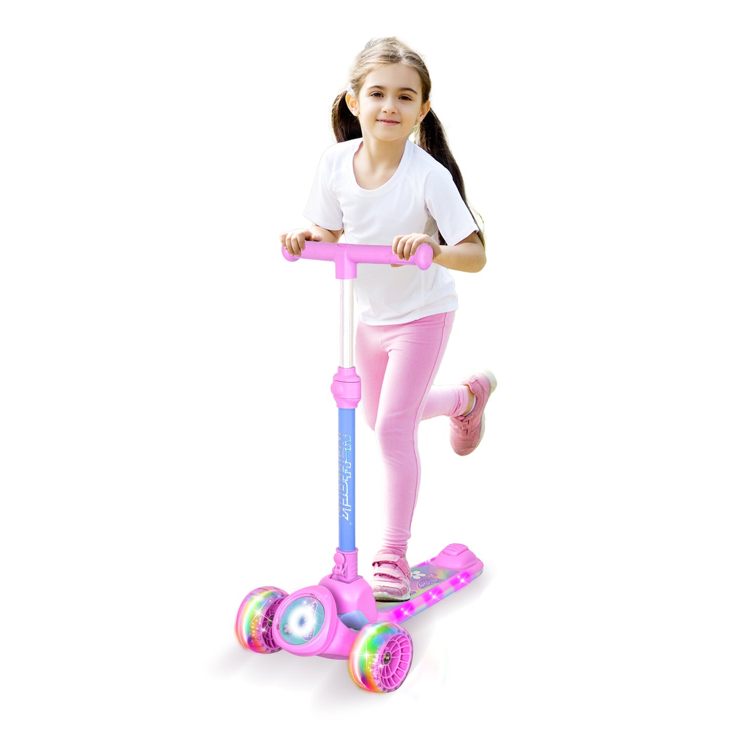 Nattork Foldable Light-Up 3-Wheel Scooter for Kids Ages 3+ - Fairy Wing Lavender
