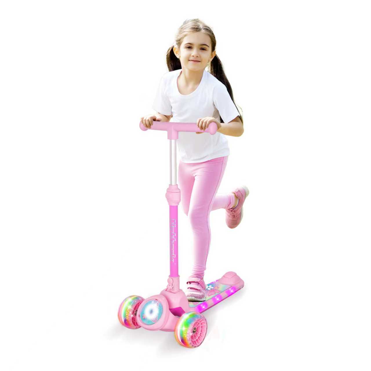 Nattork Foldable Light-Up 3-Wheel Scooter for Kids Ages 3+ - Fairy Wing Pink