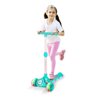 Nattork Foldable Light-Up 3-Wheel Scooter for Kids Ages 3+ - Fairy Wing Teal