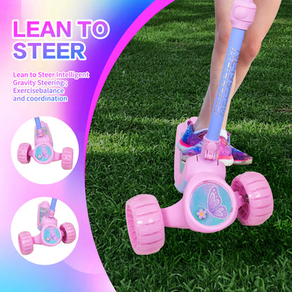 Nattork Foldable Light-Up 3-Wheel Scooter for Kids Ages 3+ - Fairy Wing Lavender