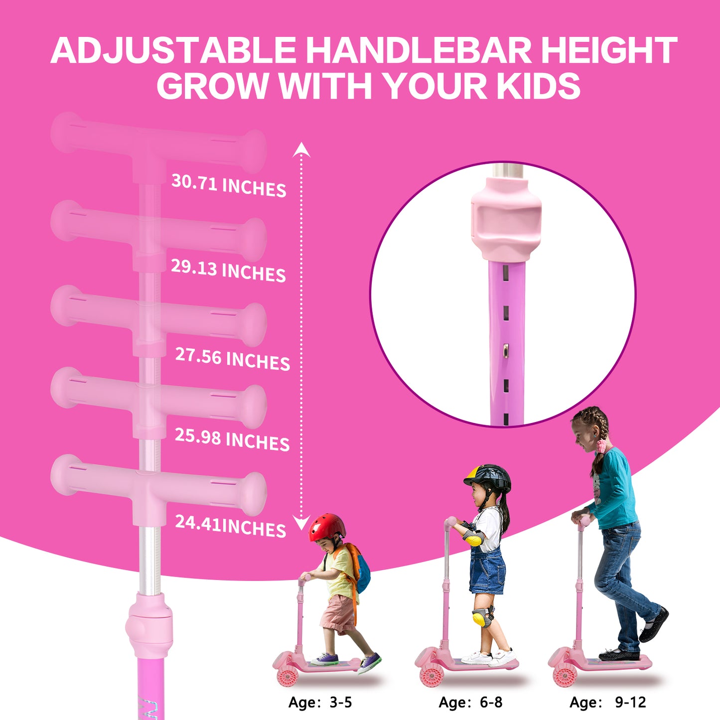 Nattork Foldable Light-Up 3-Wheel Scooter for Kids Ages 3+ - Fairy Wing Lavender