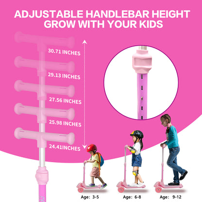 Nattork Foldable Light-Up 3-Wheel Scooter for Kids Ages 3+ - Fairy Wing Lavender