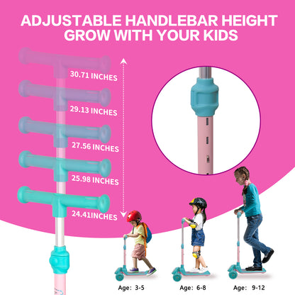 Nattork Foldable Light-Up 3-Wheel Scooter for Kids Ages 3+ - Fairy Wing Teal