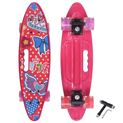 Nattork 23 Inch Light-Up Mini Cruiser Skateboard for Kids - Viva Magenta