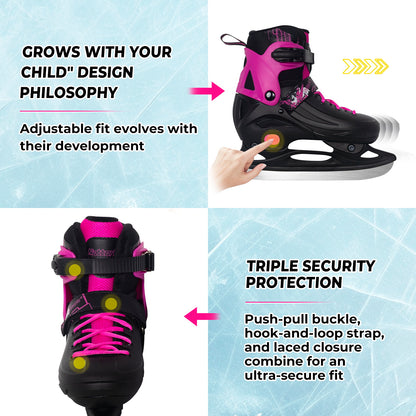 Nattork Adjustable Ice Skates for Kids - Viva Magenta