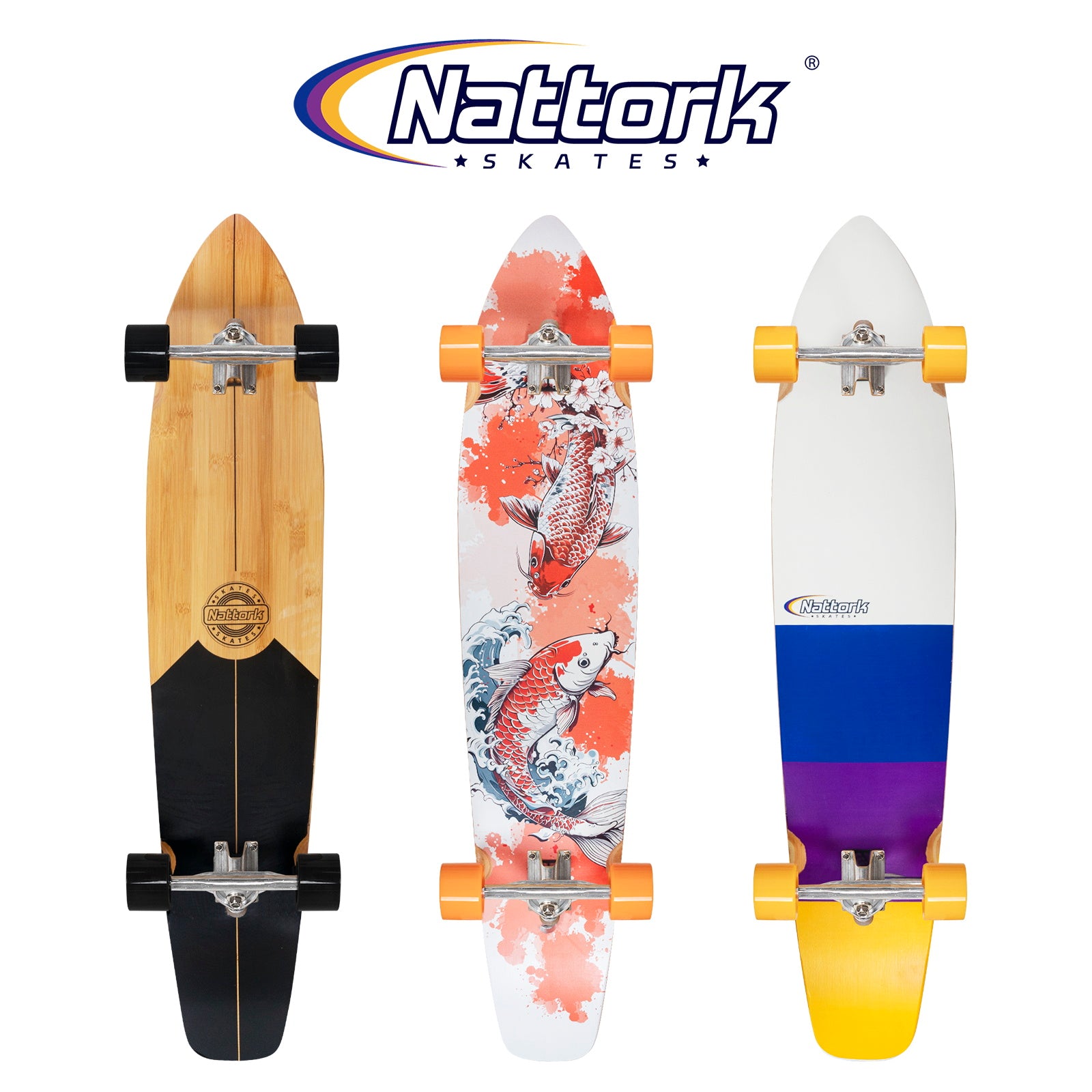 スケートボード longboard Nattork Pulse 44 Longboard Skateboard - Carp – NattorkSkates