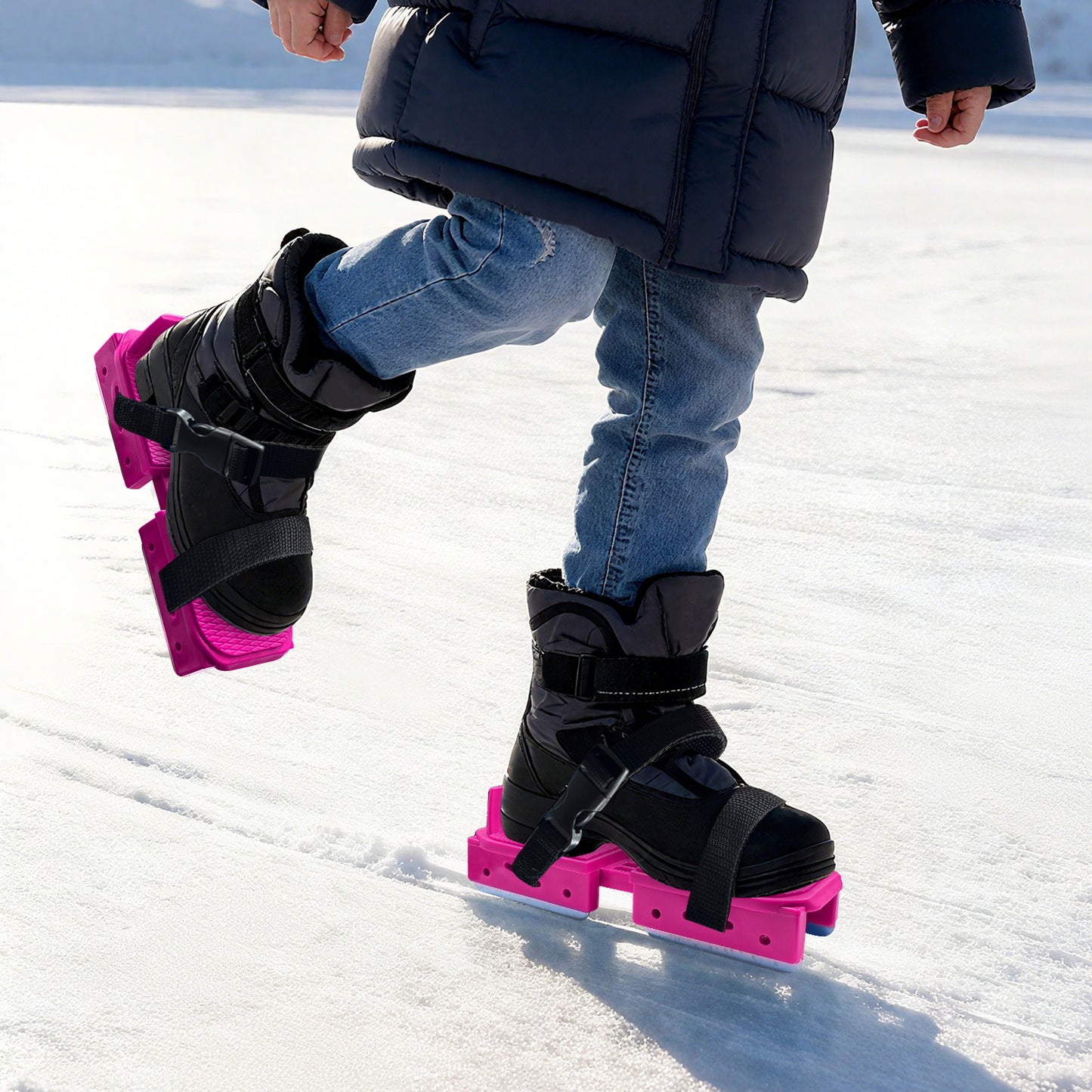 Nattork Adjustable Double-Runner Ice Skates for Kids - Pink