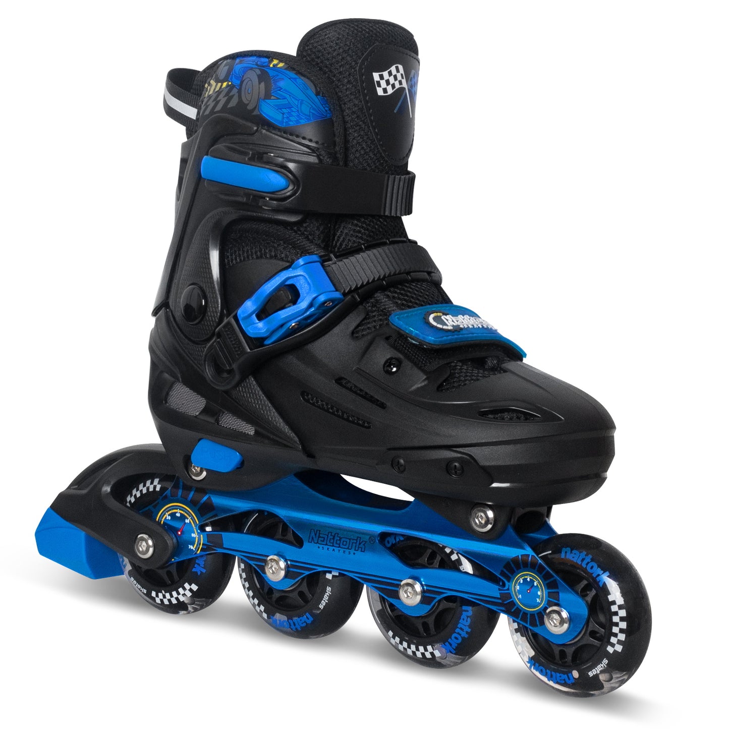 Nattork BLADE RACERS Adjustable Inline Skates for Kids - Blue Gemstone