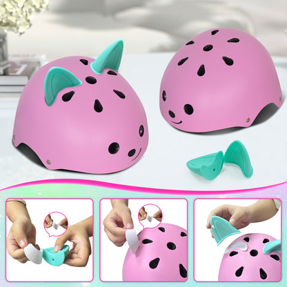 Nattork Skate Helmet Protective Gear for Kids - Pink Cat
