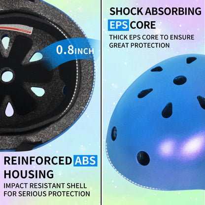 Nattork CYBER PANDA Skate Helmet Protective Gear for Kids - Blue