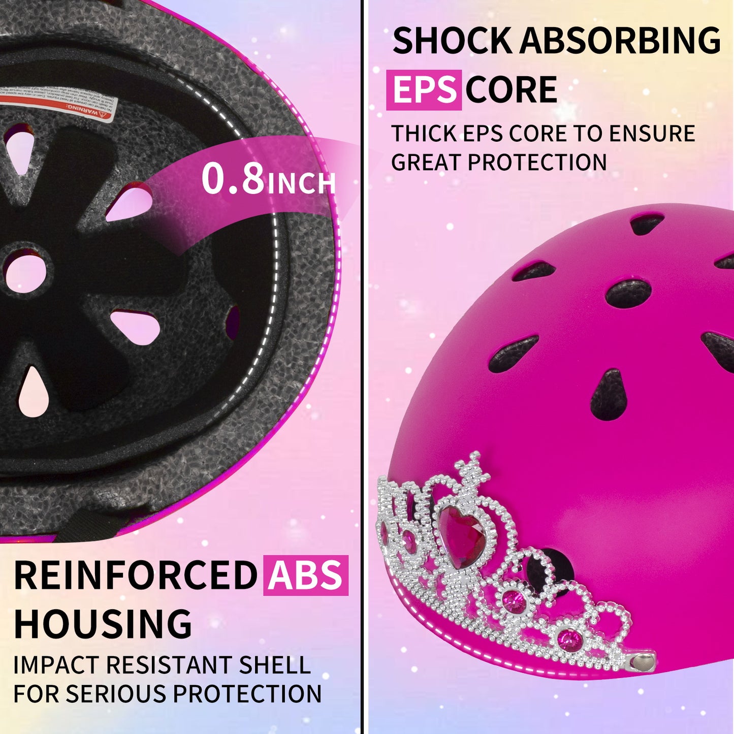 Nattork Skate Helmet Protective Gear for Kids - Rose Princess
