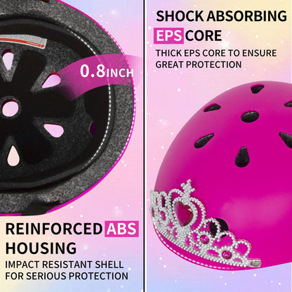 Nattork Skate Helmet Protective Gear for Kids - Rose Princess