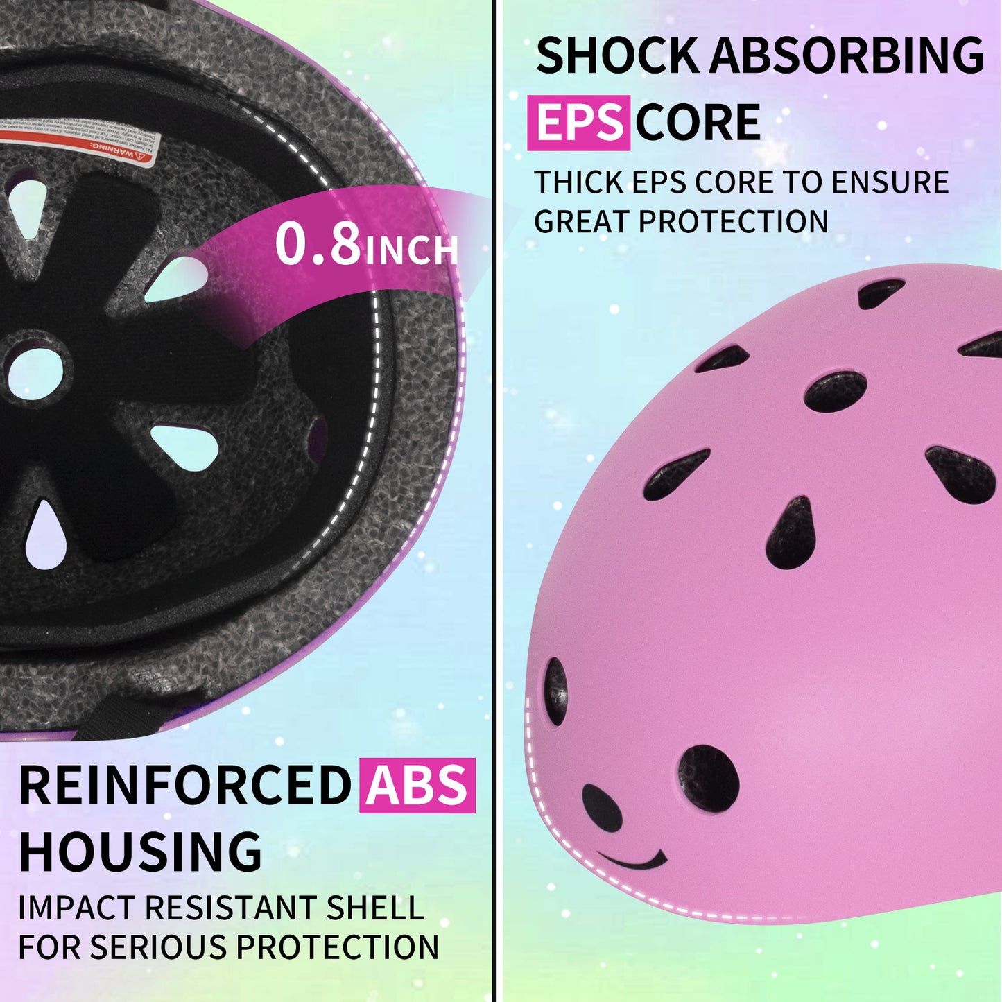 Nattork Skate Helmet Protective Gear for Kids - Pink Cat