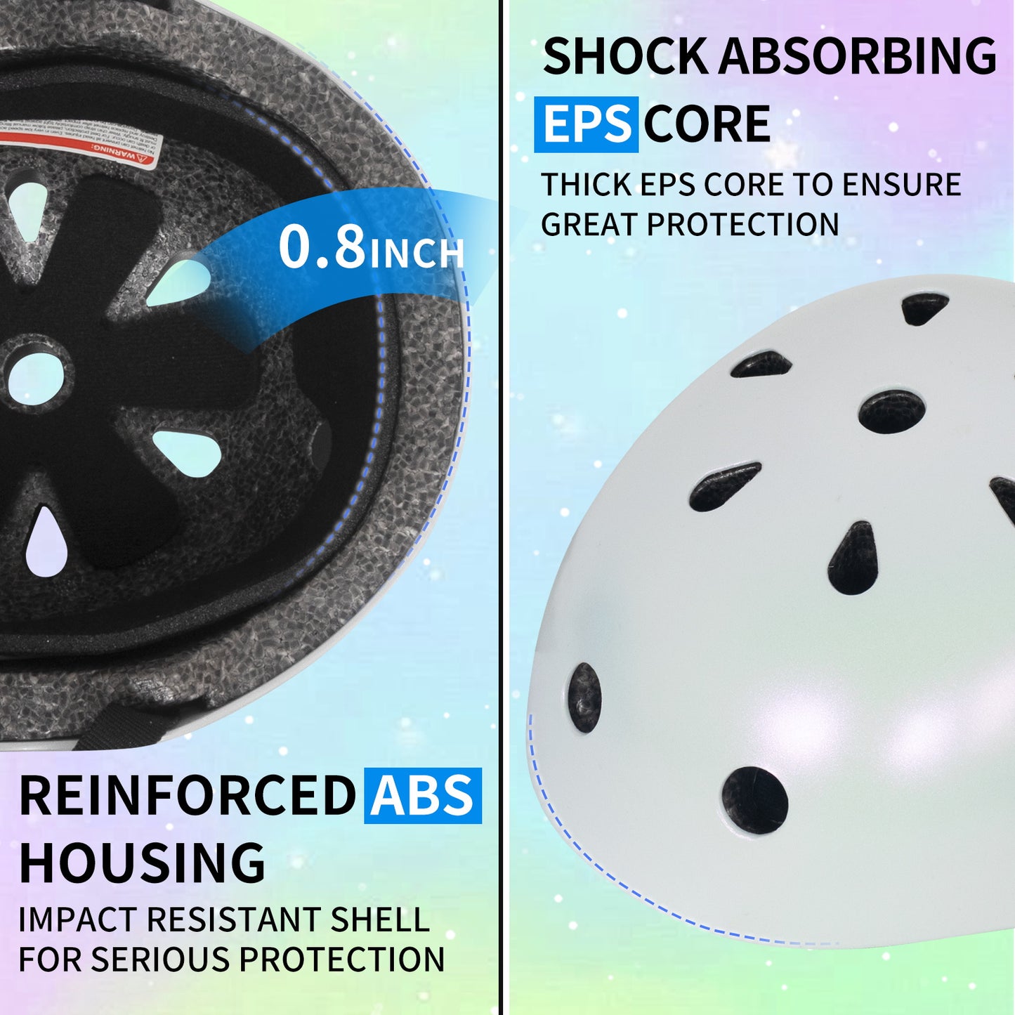 Nattork CYBER PANDA Skate Helmet Protective Gear for Kids - Pearl