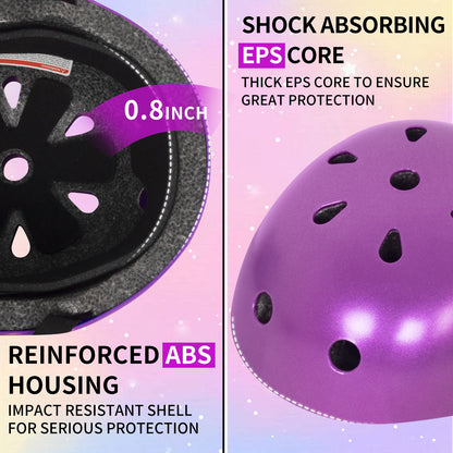 Nattork CYBER PANDA Skate Helmet Protective Gear for Kids - Purple