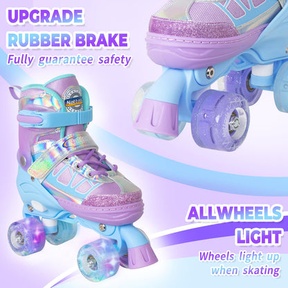 Nattork Adjustable Roller Skates for Kids - Lavender