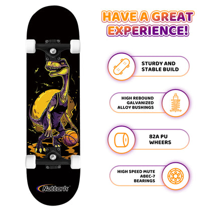Nattork Skateboards 31 Inch - Dinosaur