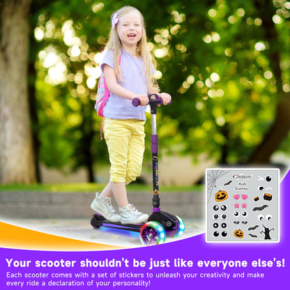 Nattork Foldable Light-Up 3-Wheel Scooter for Kids Ages 3–12 - Purple