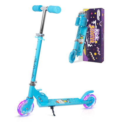 Nattork Foldable Kids Scooter with Lights Ages 3+ Azure Gliding Knight