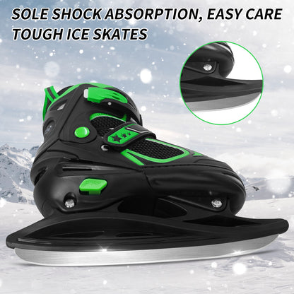 Nattork Adjustable Ice Skates for Kids - Green