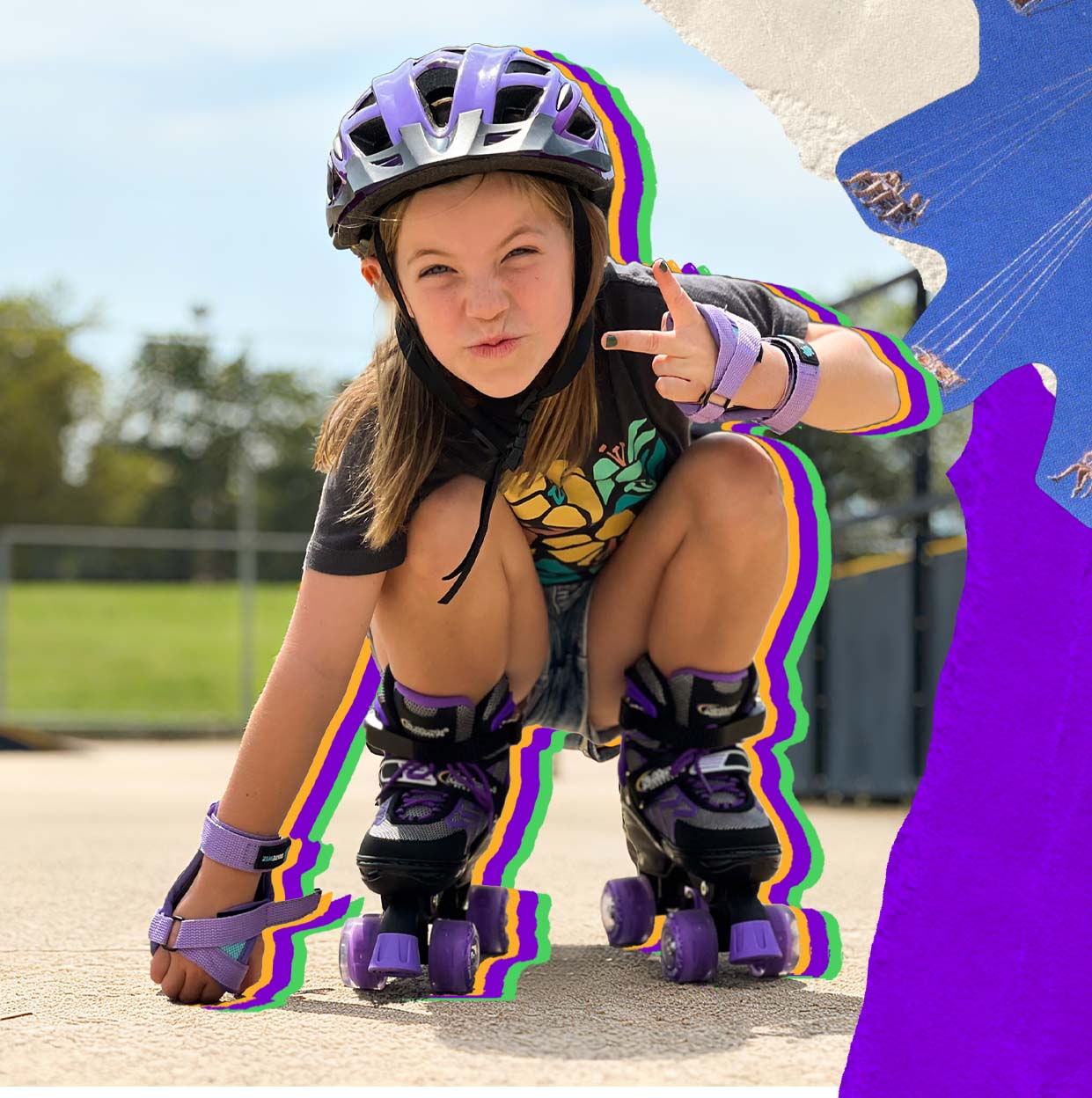 Nattork Purple Kids Roller Skates with Protective Packs