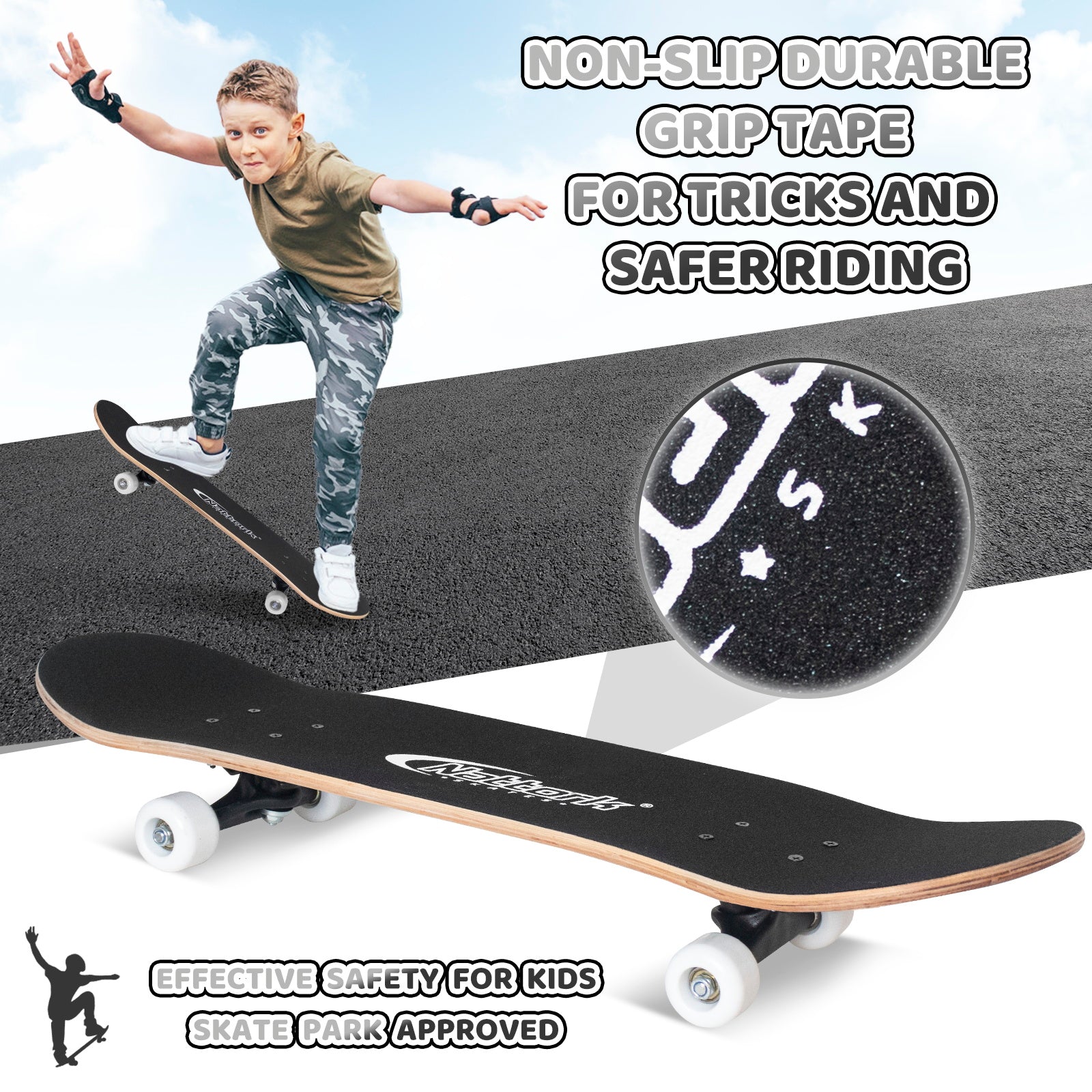 Nattork Classic 31 Double Kick Skateboard - Skull Eagle