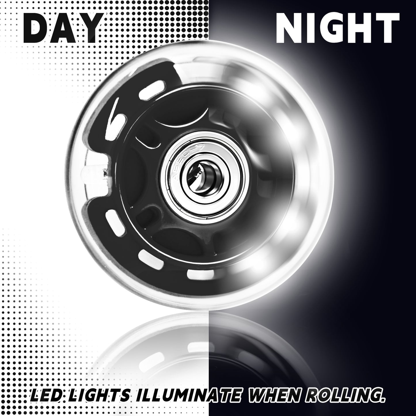 Nattork Light up Inline Skate Wheels - Black