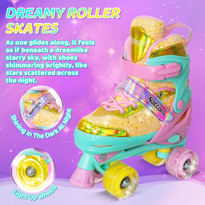 Patines ajustables Nattork para niños - Candy Sparkly Purple