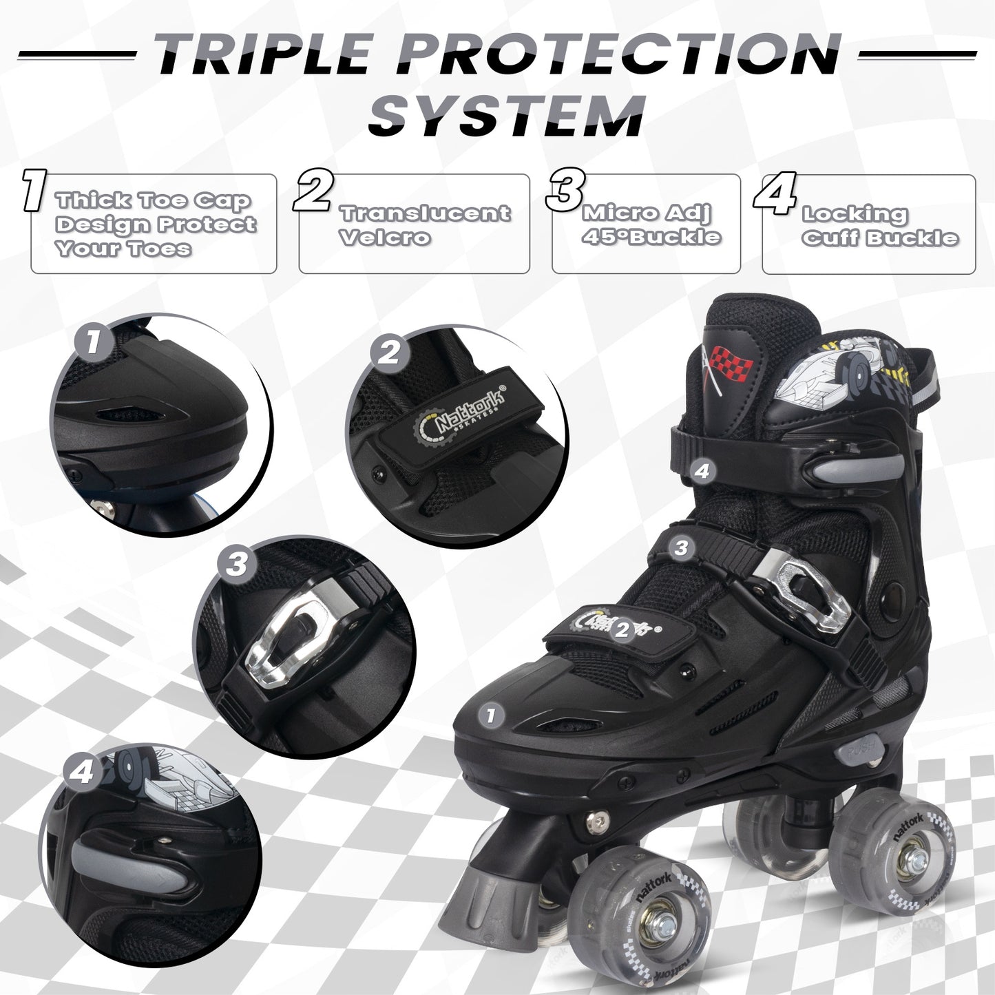 Patines en línea ajustables Nattork BLADE RACERS - Dorado