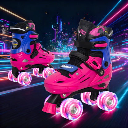 Nattork BLADE RACERS Adjustable Roller Skates for Kids - Pink&Blue