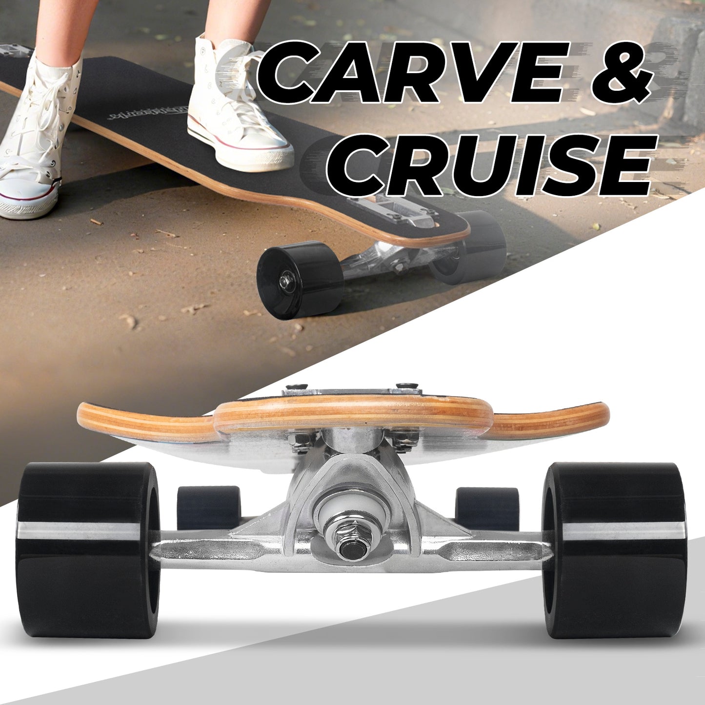 Nattork Long Distance Longboard Skateboard for Adults & Kids - Colorful Skull