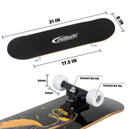 Nattork Skateboards 31 Inch - Dinosaur