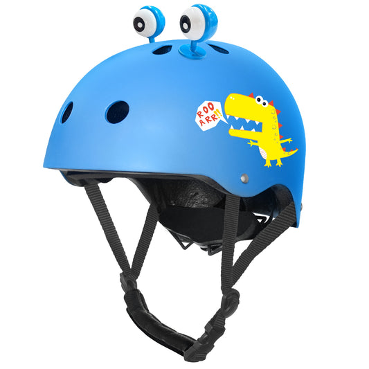 Nattork Skate Helmet Protective Gear for Kids - Blue Dinosaur
