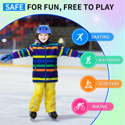 Nattork CYBER PANDA Skate Helmet Protective Gear for Kids - Blue