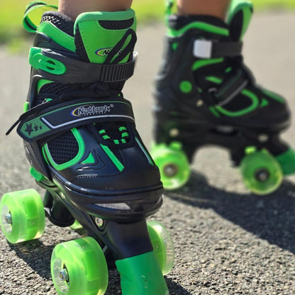 Nattork Adjustable Roller Skates for Kids-Green